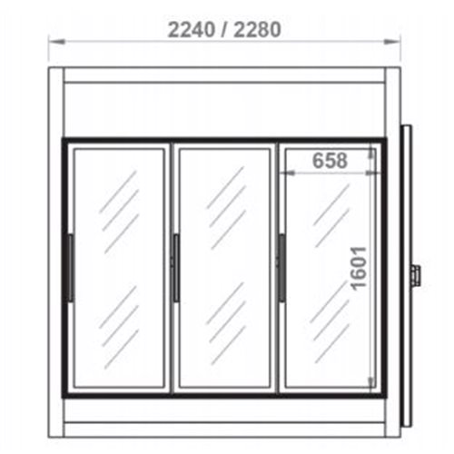 Chambre froide négative portes vitrées 2280x2030x2400