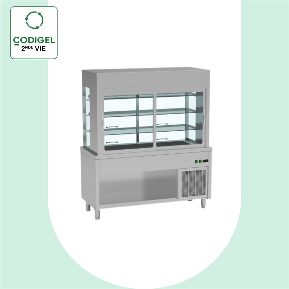 Meuble avec cuve + vitrine réfrigérée 3 niveaux