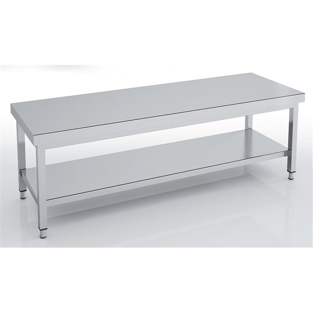 Table soubassement centrale série 600 - Avec étagère - 1800 x 600