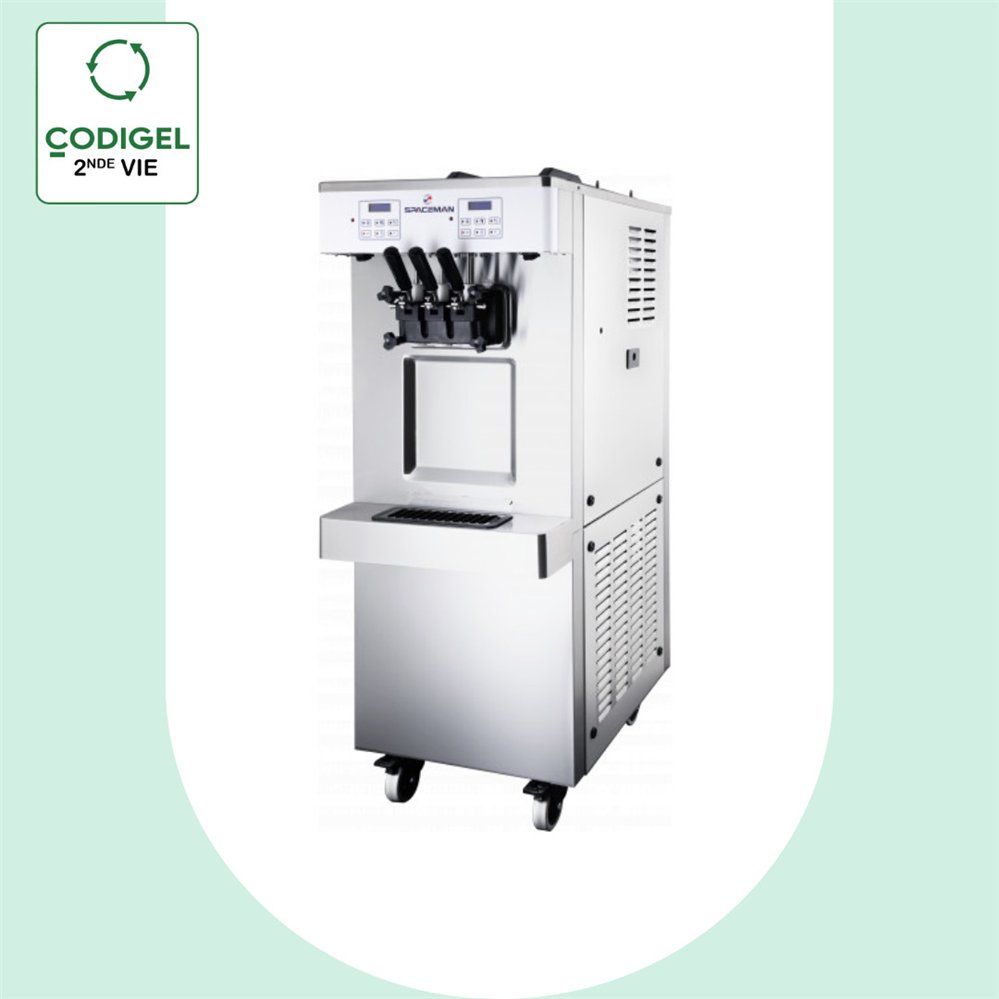 Machine à glaces soft et frozen yogurts - Sur sol avec roulettes - Débits intensifs - 2 parfums + panachage - 2 x 12 L