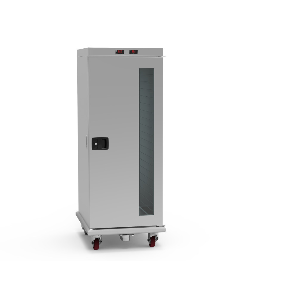 Chariot chaud de liaison embouti GN2/1 - 20 niveaux au pas de 70 mm - Porte vitrée