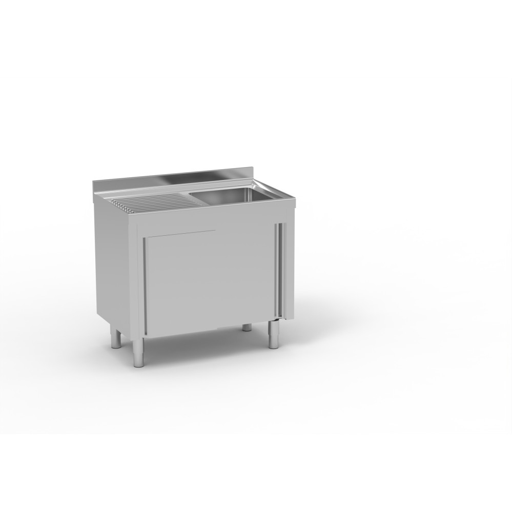 Meuble plonge série 600 + 1 bac + 1 égouttoir à gauche - 1000 x 600