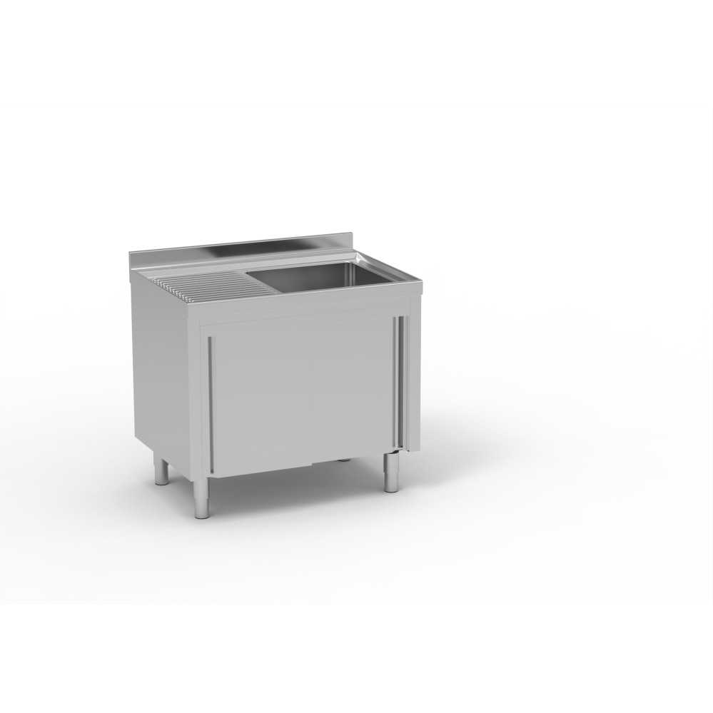 Meuble plonge série 700 + 1 bac + 1 égouttoir à gauche - 1000 x 700