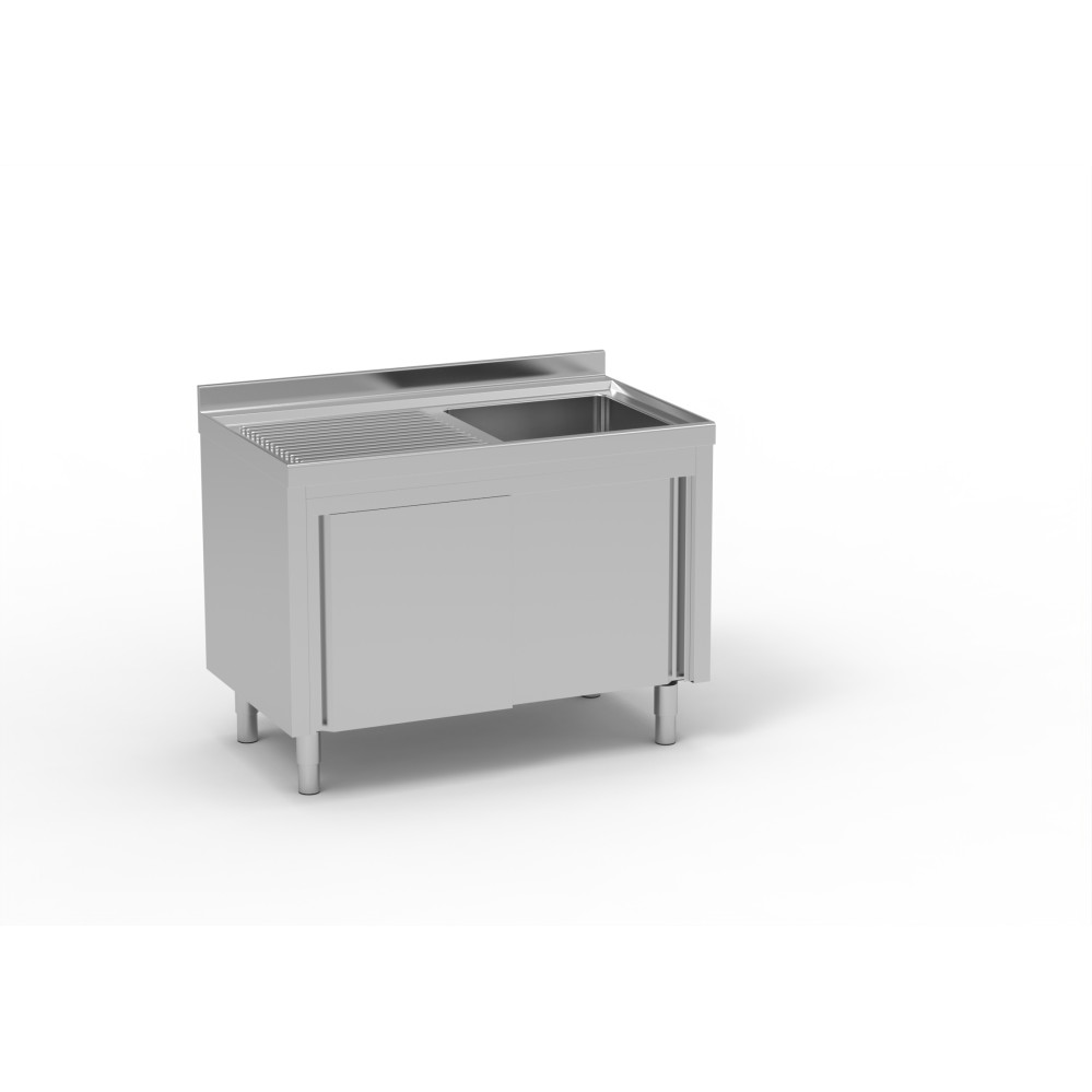 Meuble plonge série 700 + 1 bac + 1 égouttoir à gauche - 1200 x 700