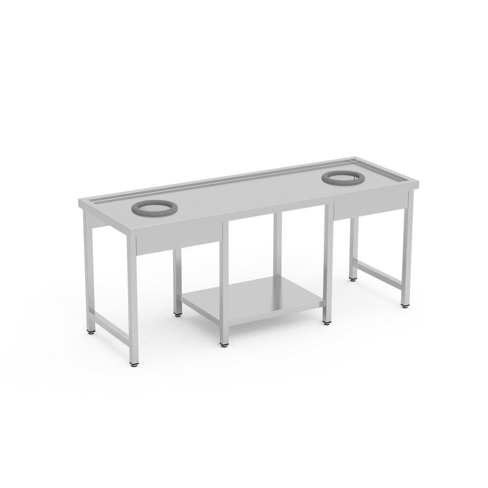 Table de débarrassage avec TVO mobile avec support - Longueur 2000 mm