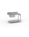 Table entrée/sortie - Accroche droite - Avec bac 500x400x250 - 1200 x 750 - Avec étagère