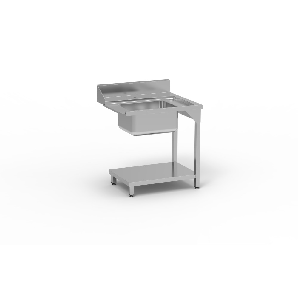 Table entrée/sortie - Accroche droite - Avec bac 500x400x250 - 800 x 750 - Avec étagère