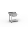 Table entrée/sortie - Accroche gauche - Avec bac 500x400x250 - 800 x 750 - Avec étagère