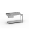 Table entrée/sortie - Accroche droite - Avec bac 500x400x250 - 1600 x 750 - Avec étagère