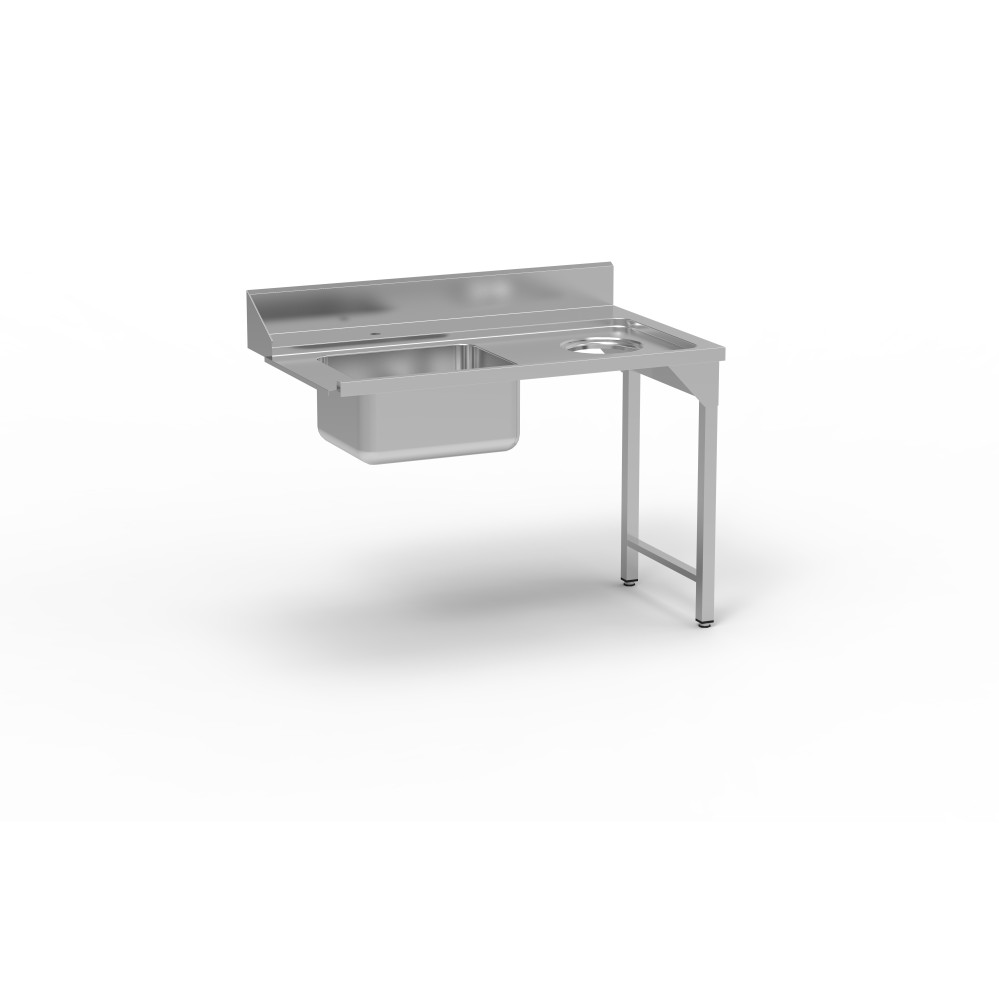 Table entrée/sortie - Accroche droite - Avec bac 500x400x250 - 1200 x 750 - Sans étagère