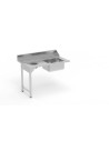 Table entrée/sortie - Accroche gauche - Avec bac 500x400x250 - 1200 x 750 - Sans étagère