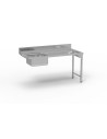 Table entrée/sortie - Accroche droite - Avec bac 500x400x250 - 1600 x 750 - Sans étagère