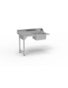 Table entrée/sortie - Accroche droite - Avec bac 500x400x250 - 1200 x 750 - Sans étagère