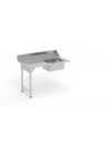 Table entrée/sortie - Accroche gauche - Avec bac 500x400x250 - 1200 x 750 - Sans étagère
