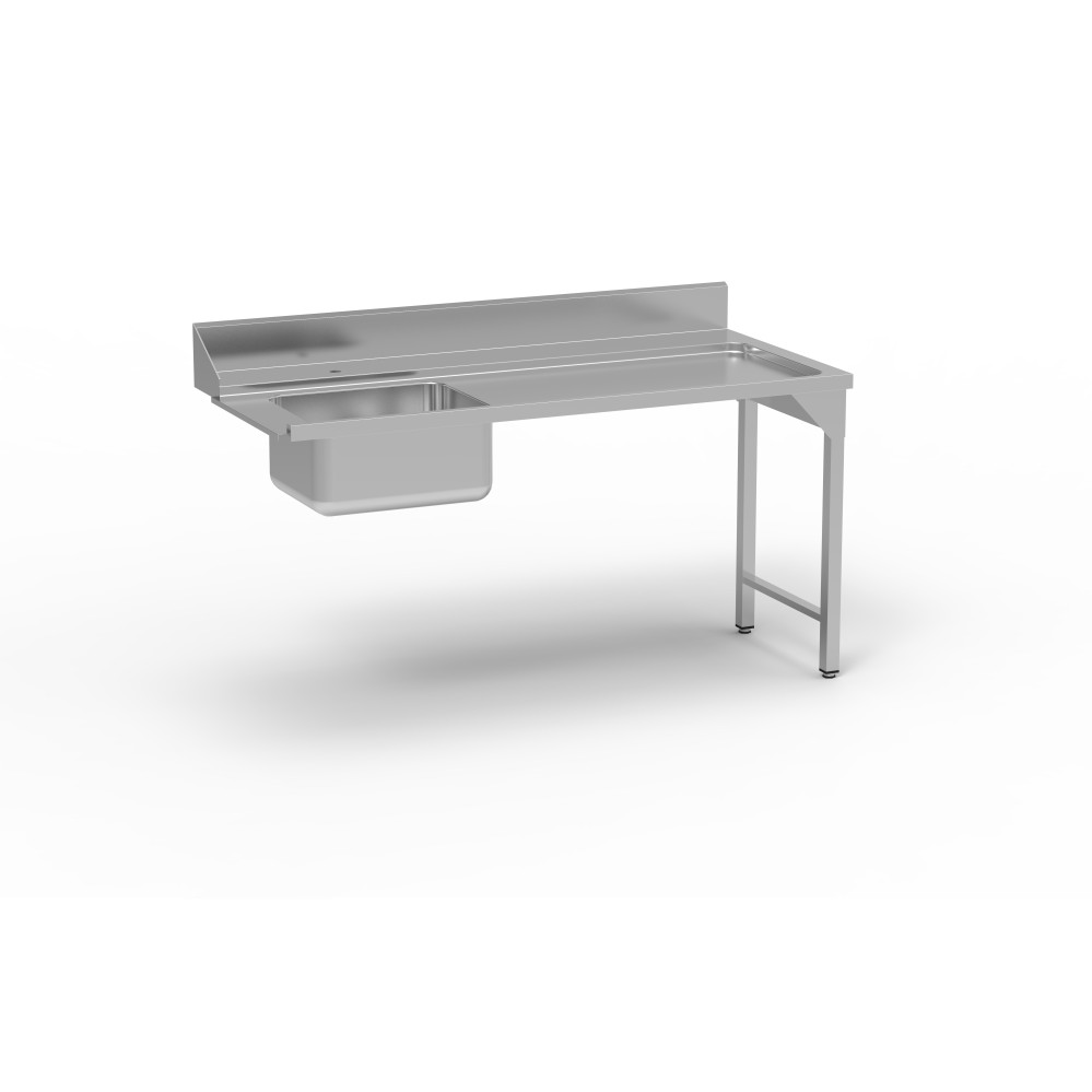 Table entrée/sortie - Accroche droite - Avec bac 500x400x250 - 1600 x 750 - Sans étagère