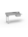 Table entrée/sortie - Accroche gauche - Avec bac 500x400x250 - 1600 x 750 - Sans étagère