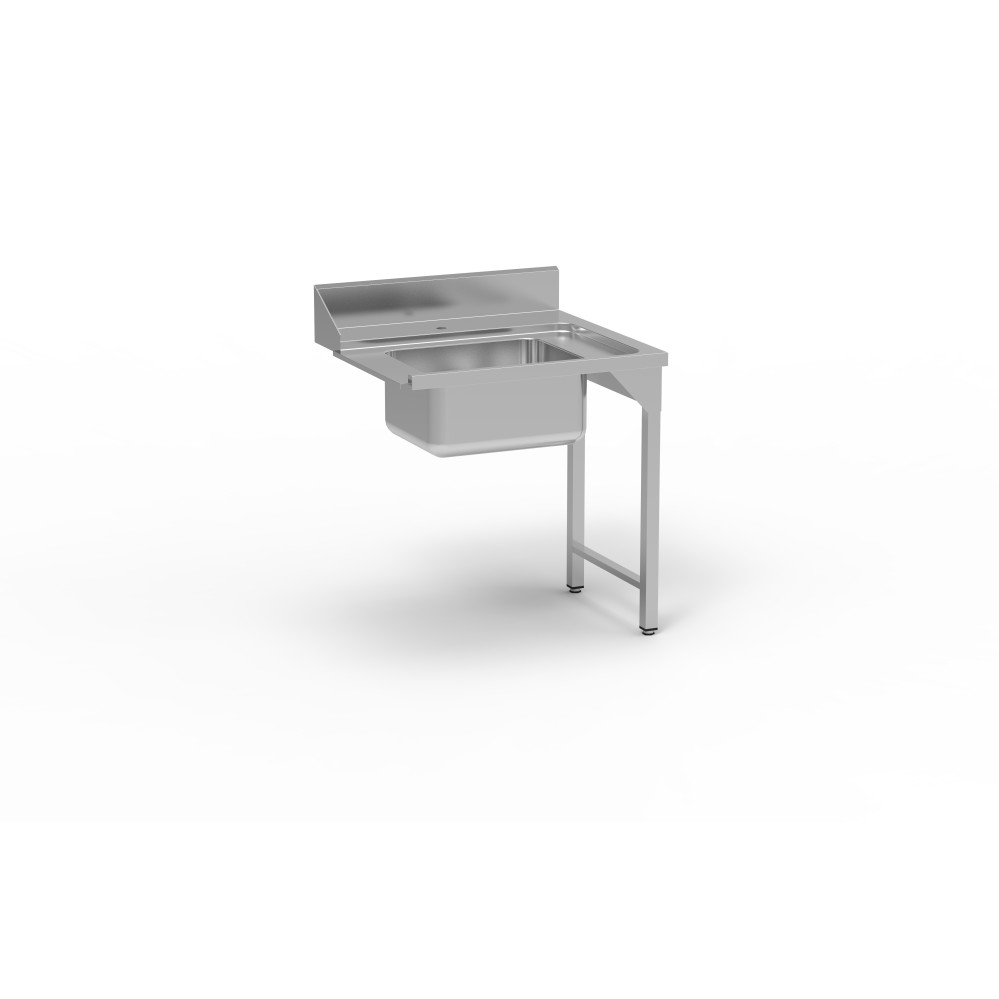 Table entrée/sortie - Accroche droite - Avec bac 500x400x250 - 800 x 750 - Sans étagère