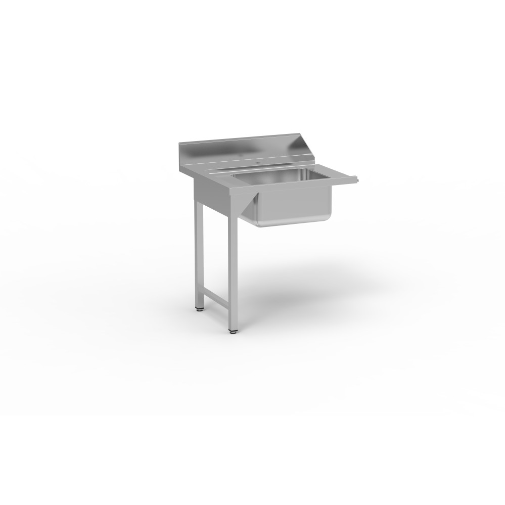 Table entrée/sortie - Accroche gauche - Avec bac 500x400x250 - 800 x 750 - Sans étagère