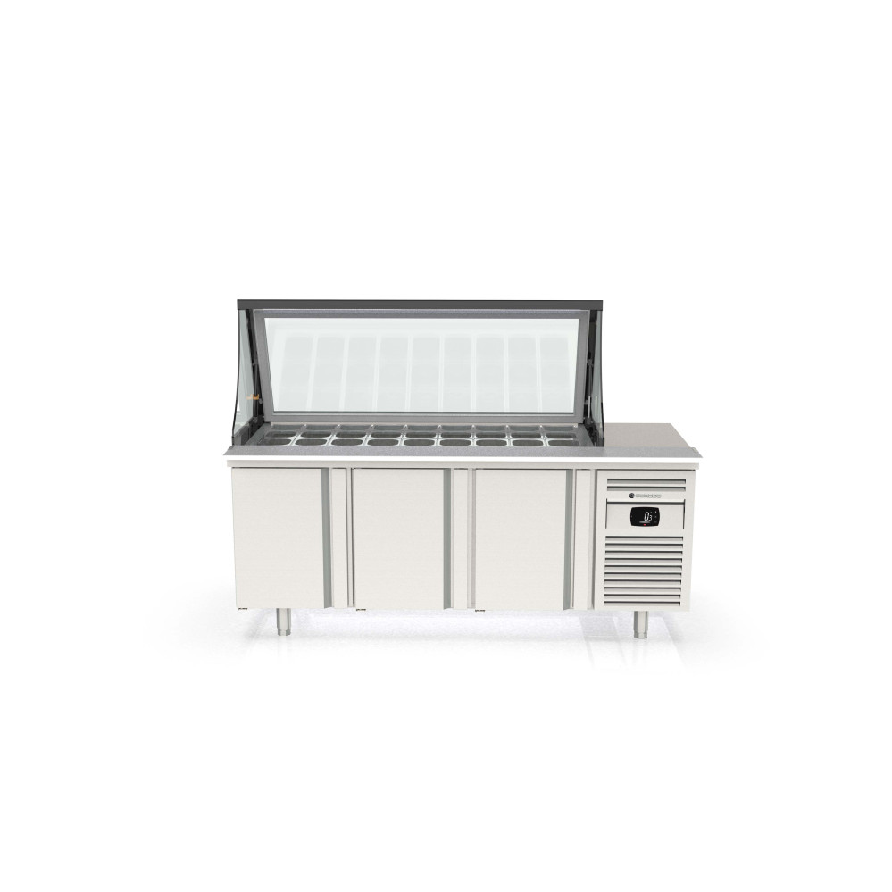 Meuble salade-bar 800 - 3 portes pleines
