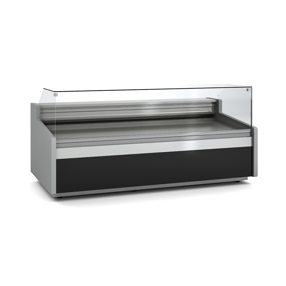 Vitrine horizontale pâtissière prof 960 - Vitre droite double basse - Longueur 2465