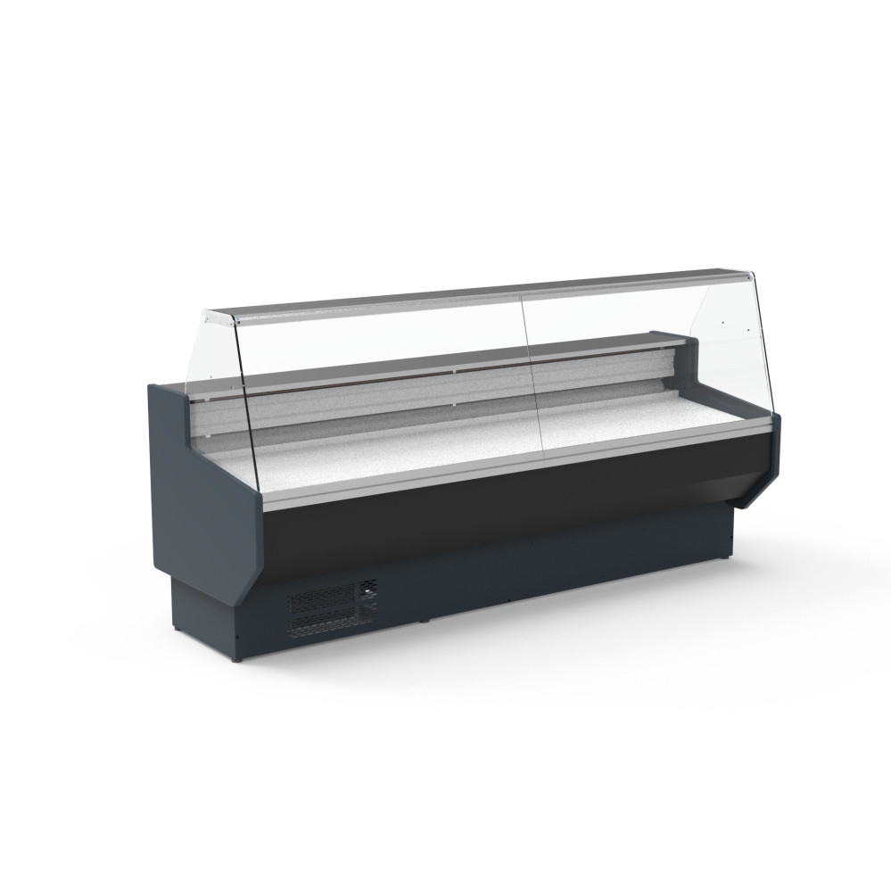 Vitrine horizontale positive prof 800 avec étagère - Vitre droite - Longueur 2465