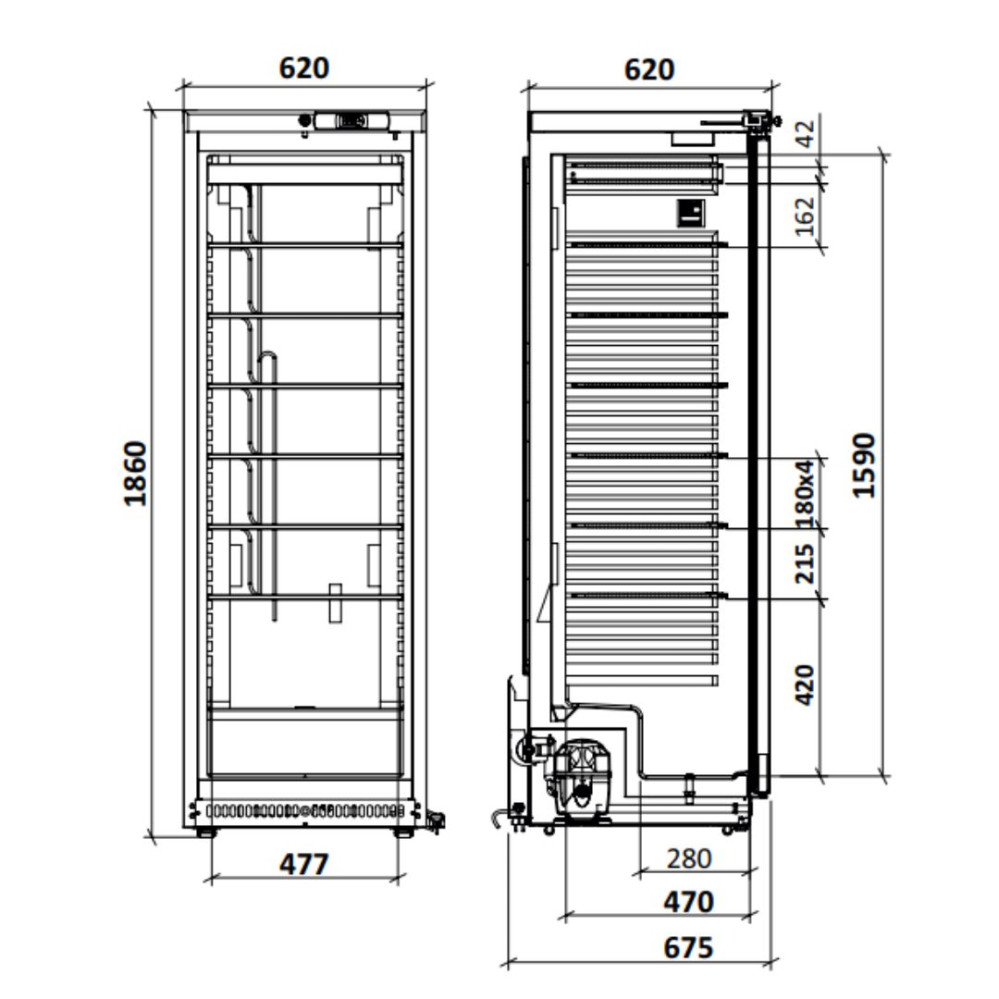 Armoire Série 430 Négative 1 porte - Extérieur Inox