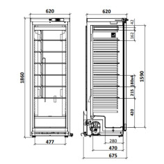 Armoire Série 430 Négative 1 porte - Extérieur Inox - Porte vitrée