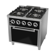 Fourneau 4 feux vifs s/750  avec four á gaz