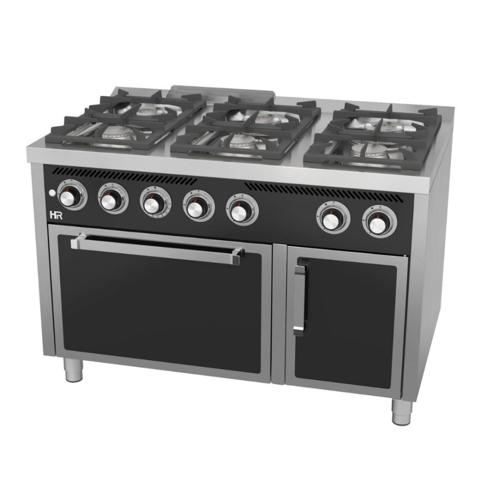 Fourneau 6 feux vifs s/750  avec four á gaz