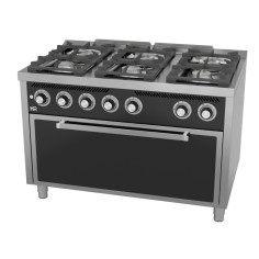 Fourneau 6 feux vifs s/750  avec four à gaz maxi