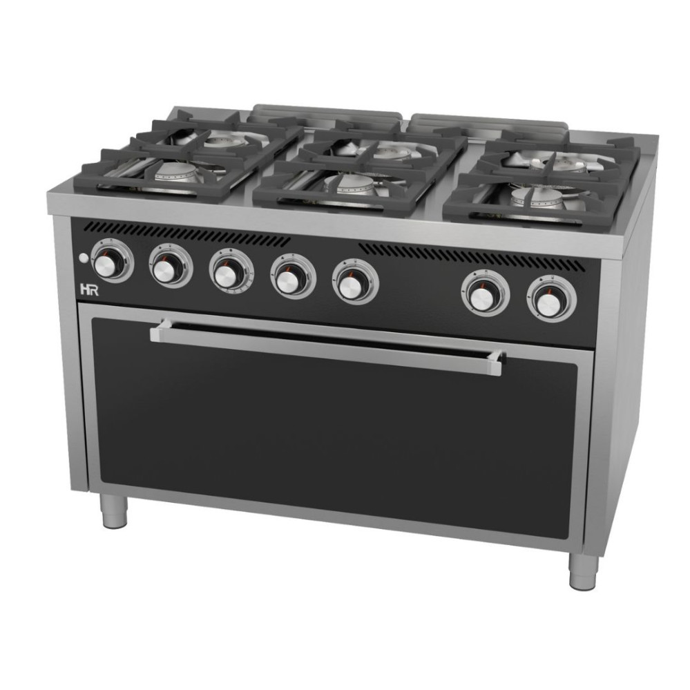 Fourneau 6 feux vifs s/750  avec four à gaz maxi
