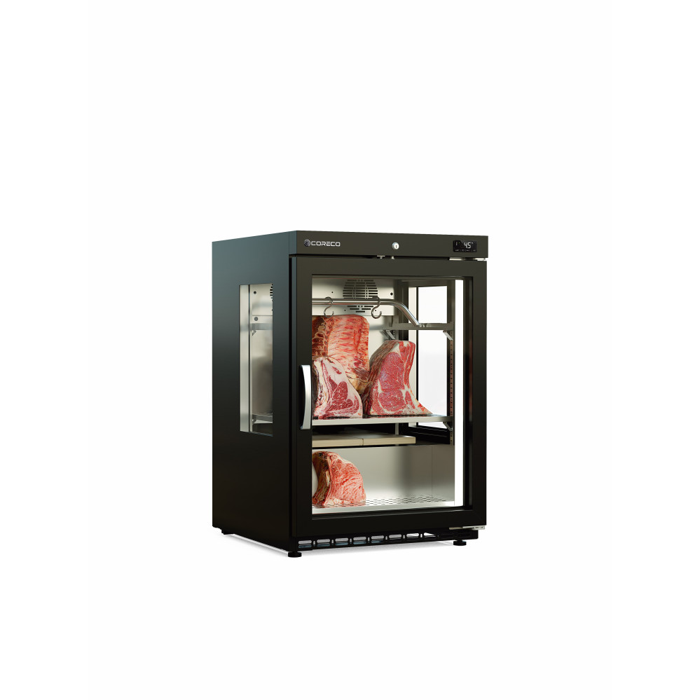 Armoire de maturation viande (Dry Aging) - 1 porte vitrée + côtés panoramiques - Extérieur noir - Volume: 120L
