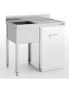 Plonge lave-vaisselle intégré série 600  + 1 bac + 1 égouttoir à droite - 1200 x 600
