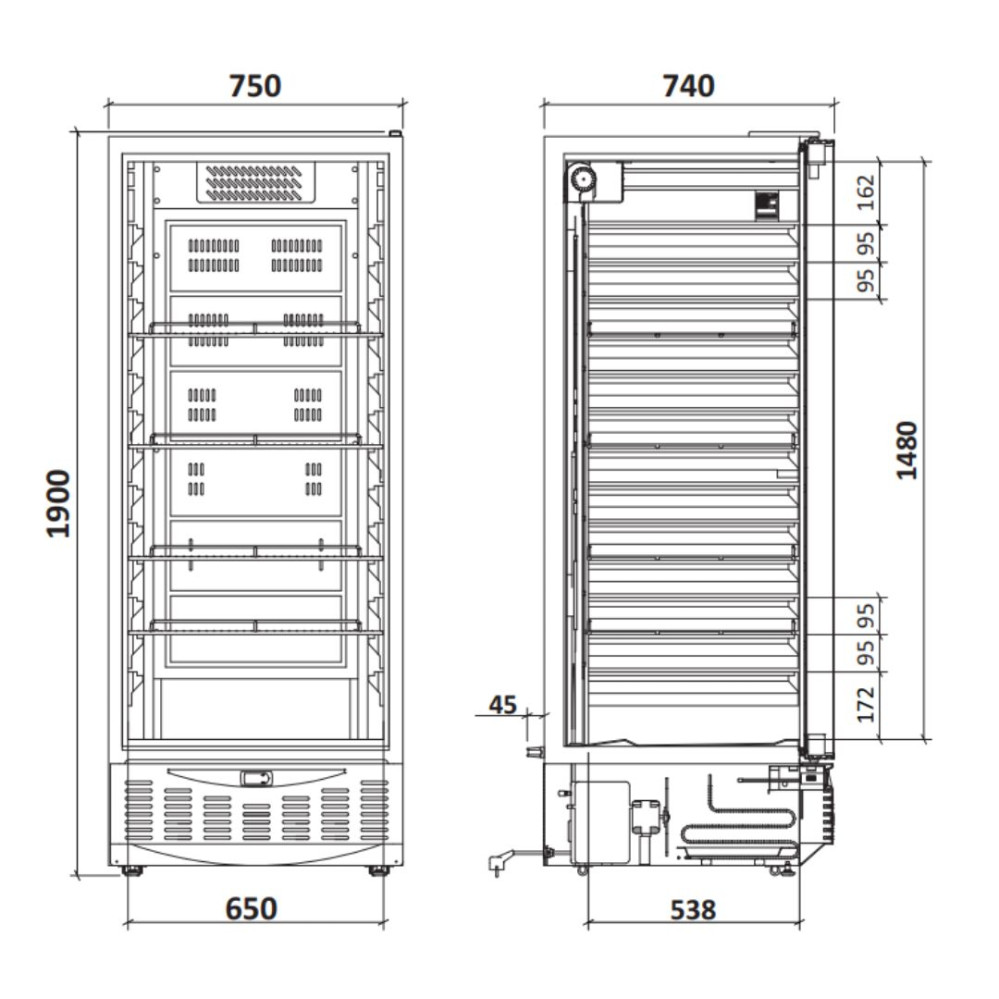 Armoire négative GN2/1 + 600x400 - Porte pleine