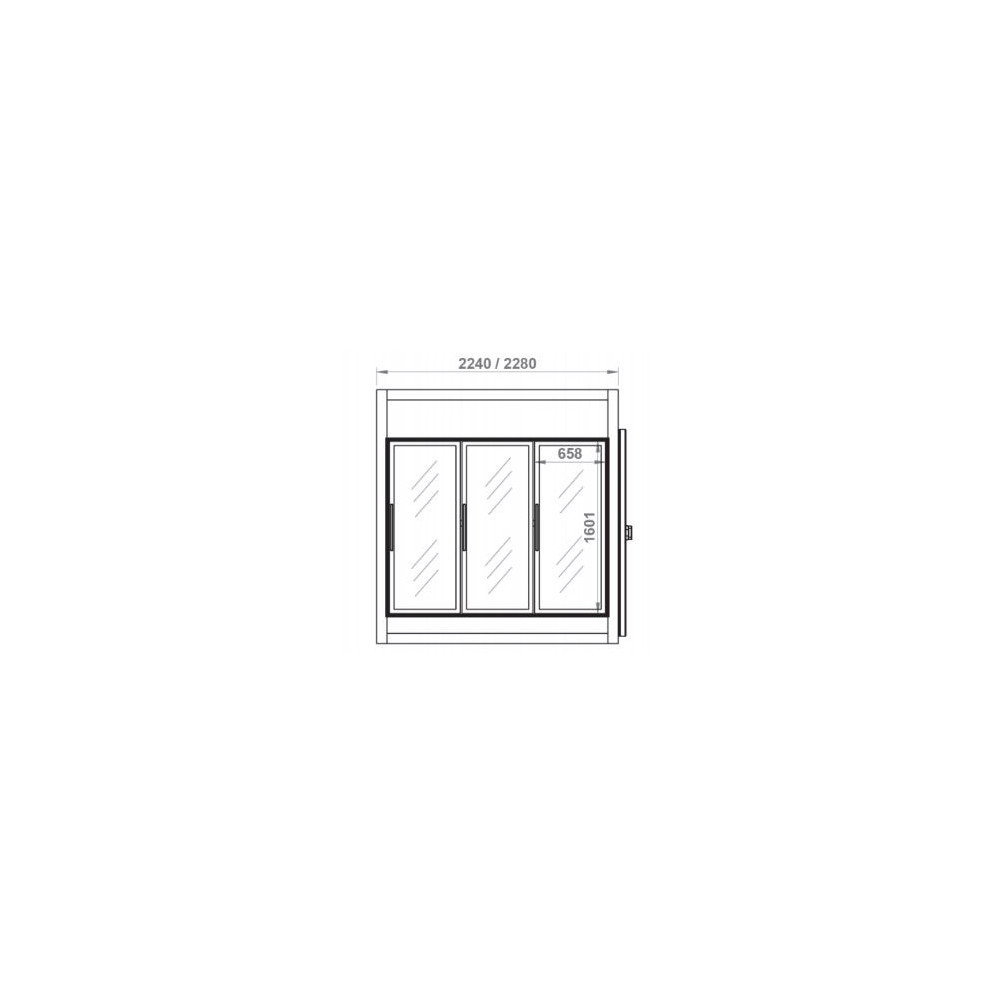 Chambre froide négative portes vitrées 2280x2030x2200