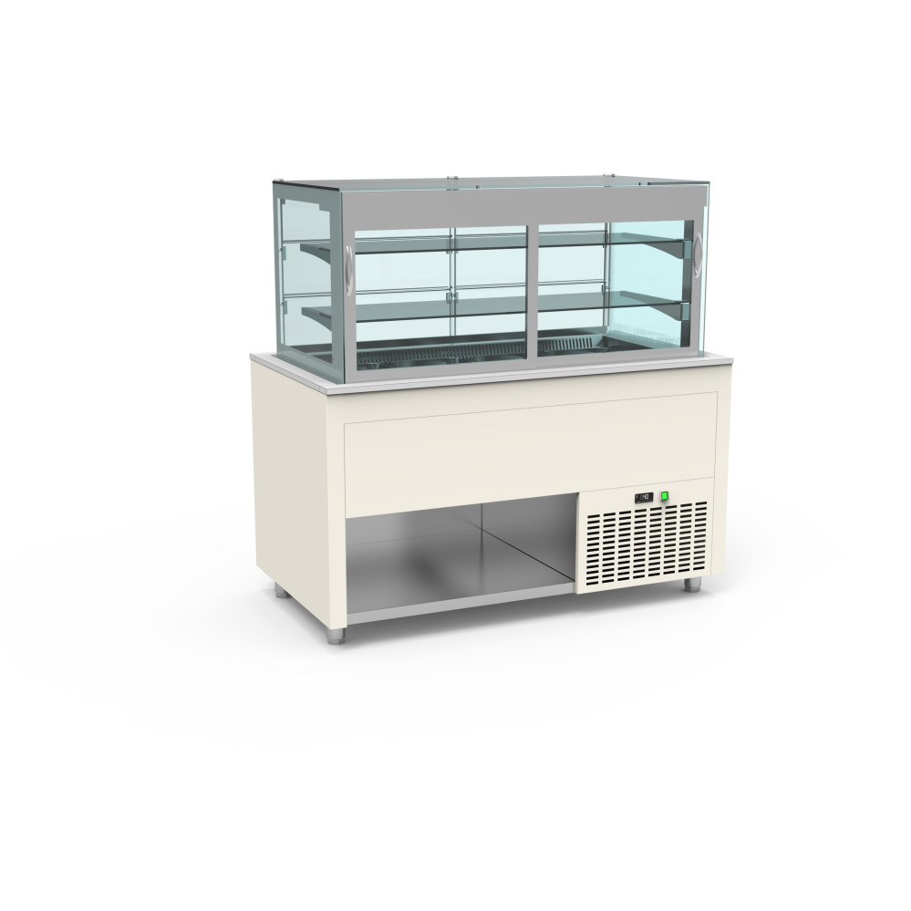 Smart Buffet vitrine centrale cuve froide ventilée avec portes rabattables