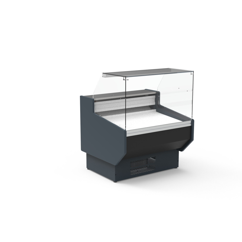 Vitrine horizontale positive prof 940 avec étagère - Vitre droite double - Longueur 1265