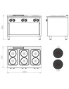 Fourneau électrique 6 plaques s/750 sur placard