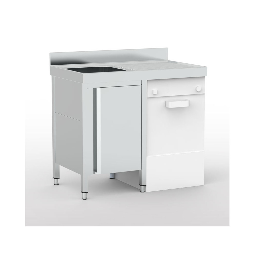 Meuble plonge lave-vaisselle intégré série 700 + 1 bac + 1 égouttoir à droite - 1200 x 700