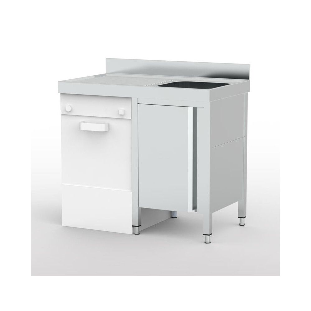 Meuble plonge lave-vaisselle intégré série 700 + 1 bac + 1 égouttoir à gauche - 1200 x 700