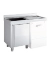 Meuble plonge lave-vaisselle intégré série 600 + 2 bacs + 1 égouttoir à droite - 1800 x 600