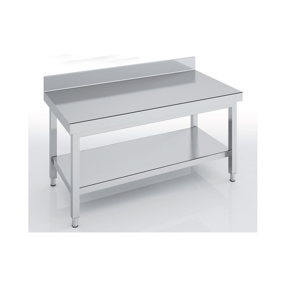 Table soubassement adossée série 600 - Avec étagère - 1600 x 600