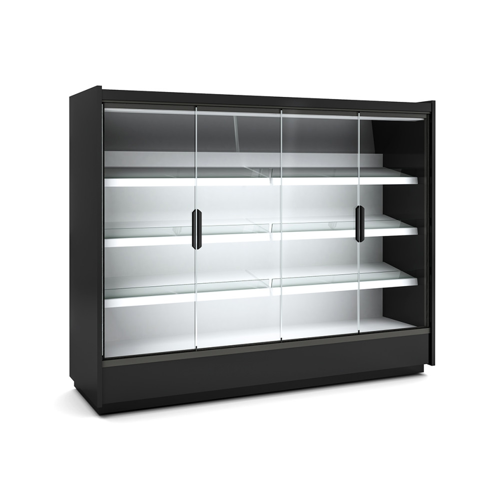 Vitrine murale supermarché gamme CLOVER - Hauteur 2m - Profondeur 891 mm - Avec portes vitrées