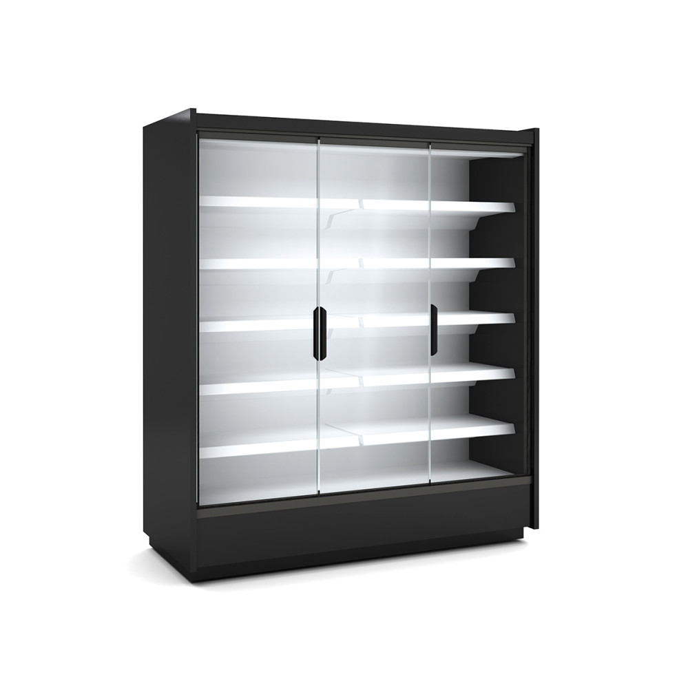 Vitrine murale supermarché gamme CLOVER - Hauteur 2,2m - Profondeur 891 mm - Avec portes vitrées