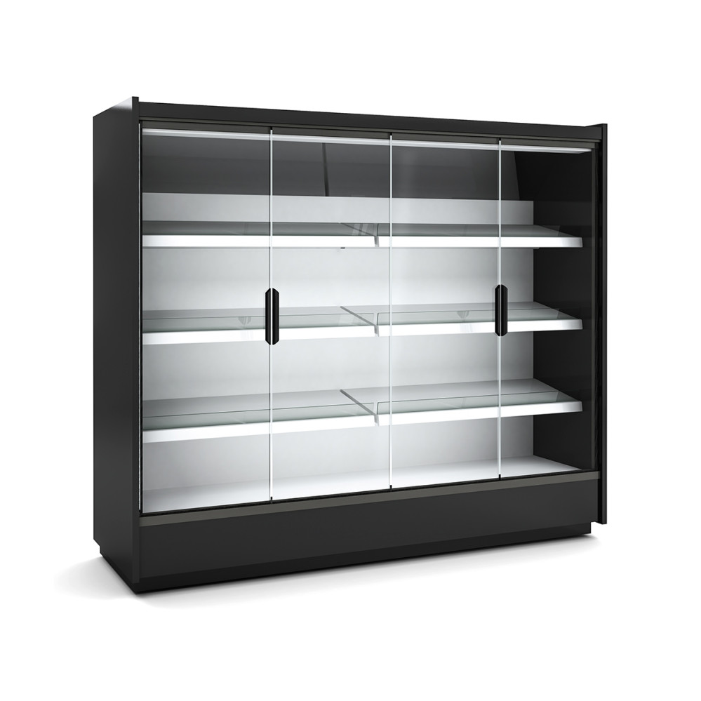 Vitrine murale supermarché gamme CLOVER - Hauteur 2,2m - Profondeur 891 mm - Avec portes vitrées