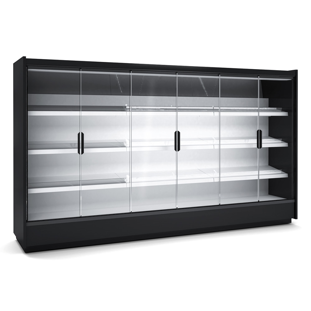 Vitrine murale supermarché gamme CLOVER - Hauteur 2,2m - Profondeur 891 mm - Avec portes vitrées