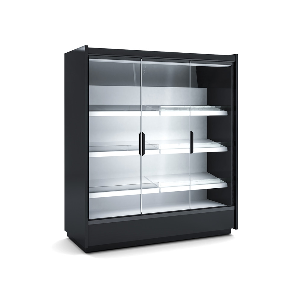 Vitrine murale supermarche gamme CLOVER - Hauteur 2m21 - Profondeur 1091 mm - Avec portes vitrees
