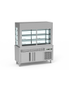 Meuble avec cuve + vitrine réfrigérée 3 niveaux
