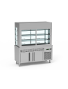 Meuble avec cuve + vitrine réfrigérée 3 niveaux