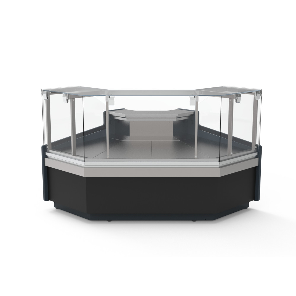 Vitrine supermarchés prof 1200 - Angle intérieur - Vitre droite double - Longueur 1562